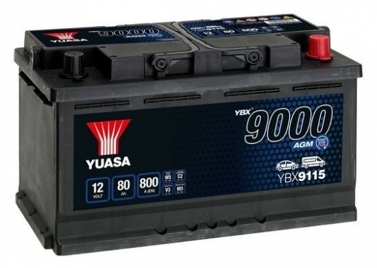 陽 YUASA YBX9115 Akumuliatorius YUASA 12V 80Ah 800A AGM Start